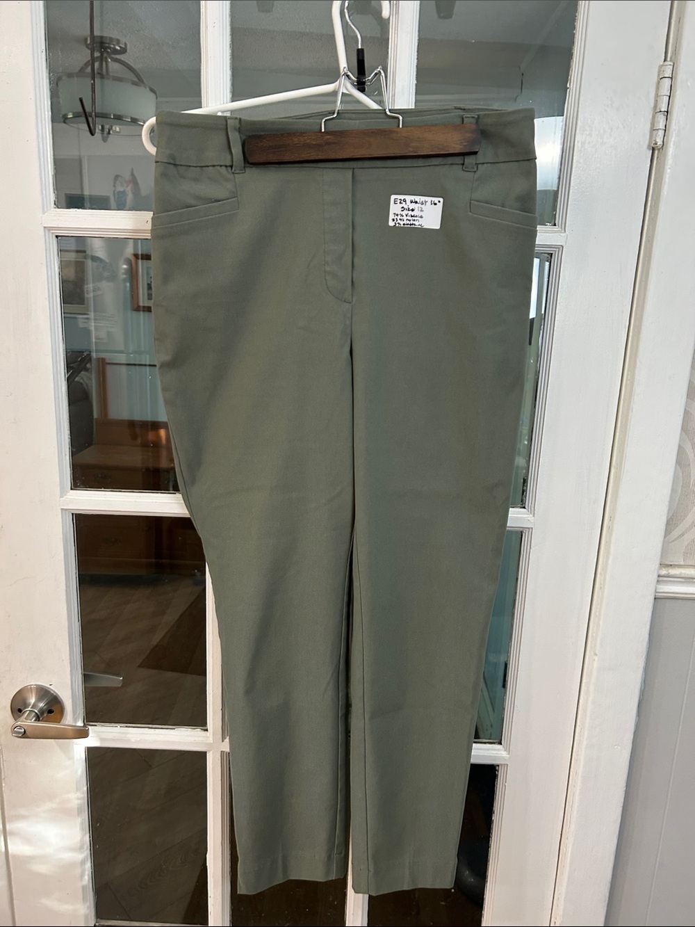 E29Olive Green Straight-Leg Pants